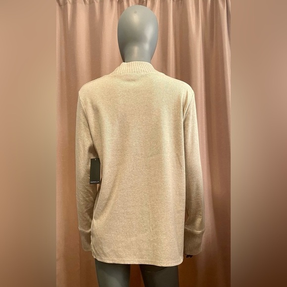 NWT Rafaelle S Mock-neck Sweater with Shoulder Buttons Classic Minimalist - Picture 2 of 7